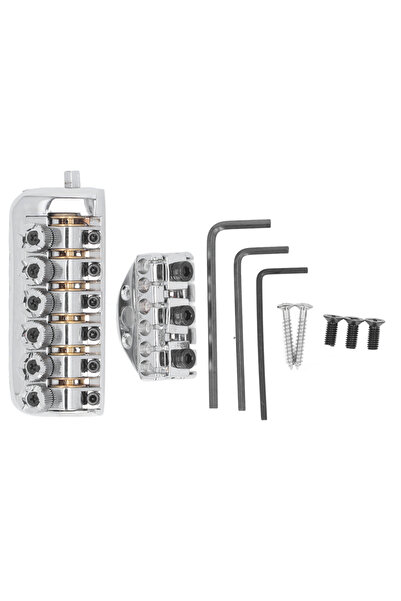 Choice1 Silver Headless Guitar Bridge Tailpiece 6 String Saddle with Worm Inv...