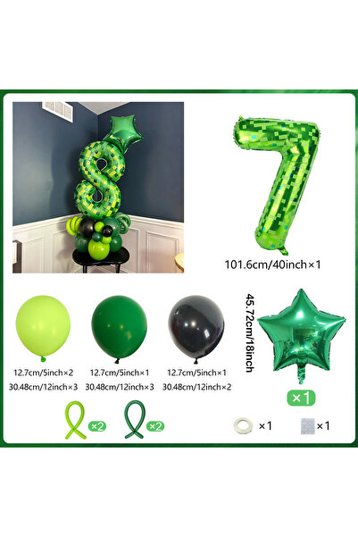 Choice 40inch 7 40 inch green pixel digital balloon set (0-9) pentagram alumi...