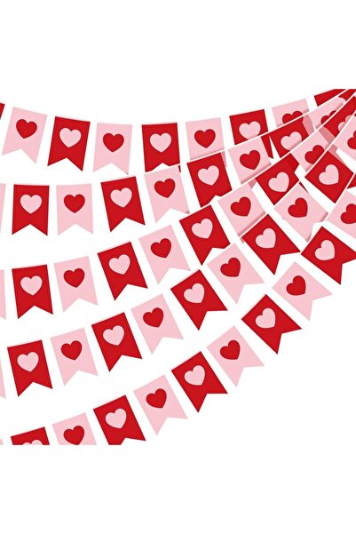 Choice red Pink Red Heart Banner Valentine's Day Decorations Garland Pink Hea...