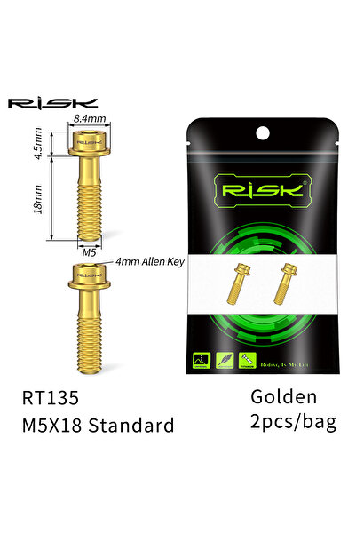 Choice RT135 GD Risk M5x18mm Bicycle Seatpost Clamp Bolts Titanium Alloy Scre...