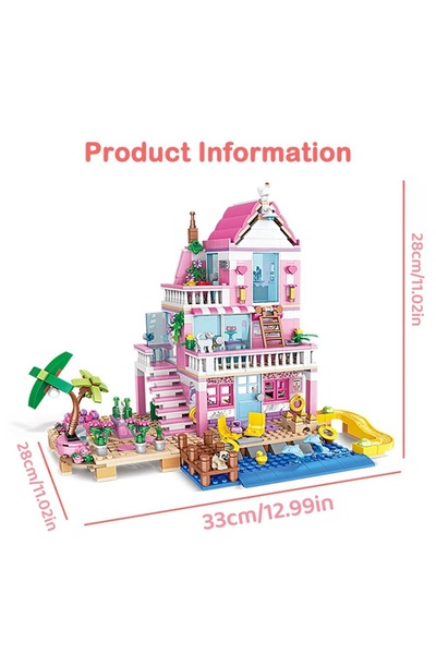 Choice 822 قطعة من مكعبات بناء فيلا شاطئية مزدوجة الطبقات قابلة للتحويل من فا...