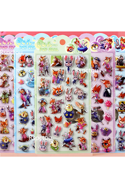 Choice1 4 ملصقات ثلاثية الأبعاد من فيلم ديزني الكرتوني زوتوبيا 2، يمكنك استخد...