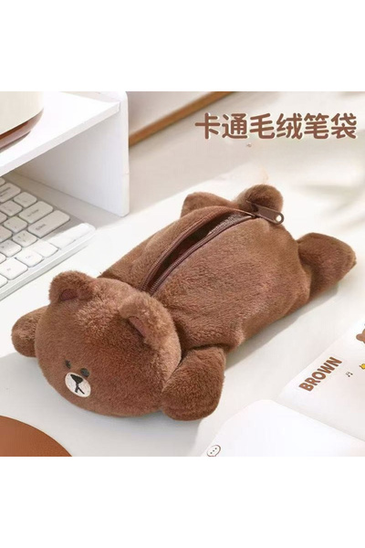 Choice مقلمة لاين فريندز بنية اللون، بتصميم كرتوني لطيف وسعة كبيرة، مصنوعة من...