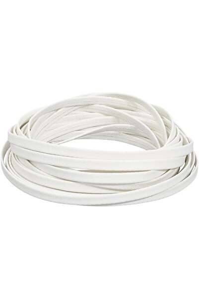 Choice AECH08-05389 5.5 Yards 5mm White Foldover Leather String 1mm Thick Fla...