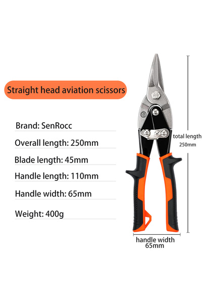 DUTRIEUX Straight 10 Inch Aviation Tin Snips, Straight Cut Shears for Sheet M...