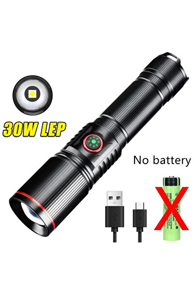 Choice مصباح يدوي LED قوي مزود بليزر أبيض بدون بطارية، يعمل ببطارية 18650 أو ...