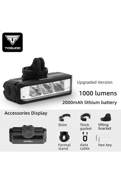 Choice مصباح دراجة بقوة 1000 لومن، مصباح دراجة مقاوم للماء، قابل للشحن عبر من...