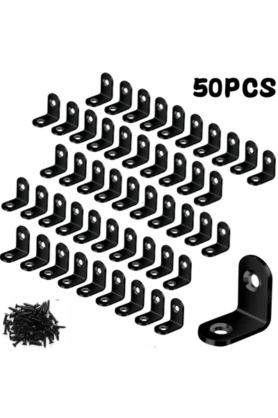 Choice5 S-Black 20X20 50pcs 30/50pcs Black Stainless Steel L Brackets with Sc...