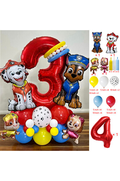 PAW PATROL حزمة واحدة تحتوي على 4 بالونات على شكل كلاب كرتونية لتزيين أعياد ا...
