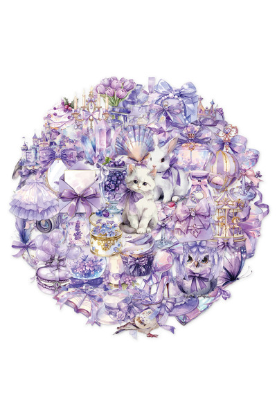 Choice 50 قطعة من ملصقات "حلم أرجواني" الشفافة المرحة، يمكنك صنعها بنفسك، غطا...