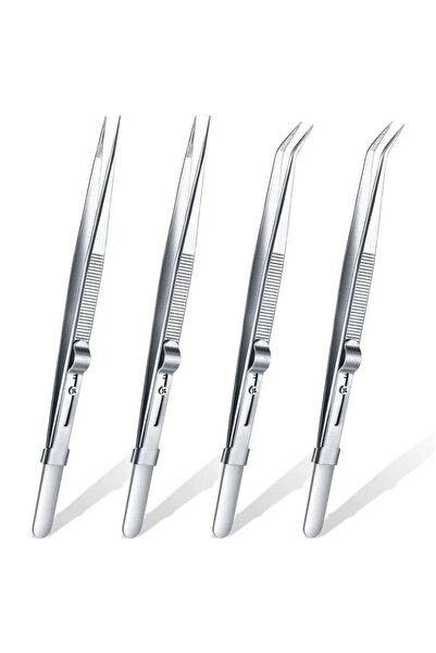 Choice3 4pcs 16CM Stainless Steel Jewelry Tweezers High Precision Slotted Buc...