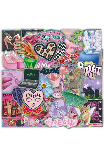 choice2 ٥٠ قطعة (١٠/٣٠/٥٠ قطعة) ملصقات كرتونية ليزرية بتصميم فتاة وردية من حق...