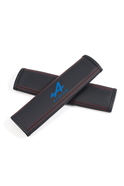 Choice غطاء حزام أمان من جلد نابا أسود وأحمر، قطعتان، لشعار Alpine، Clio، Aus...