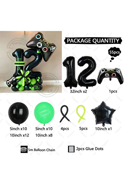 Choice مجموعة بالونات أخرى مكونة من 12 قطعة (54 قطعة) على شكل لوحة ألعاب، بال...