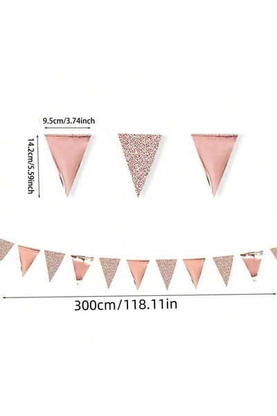 Choice Champagne Gold Rose Gold Party Decoration, Rose Pink Triangle Pennant ...