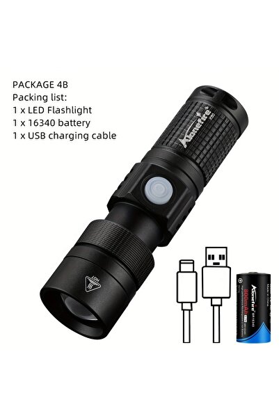 Choice 16340 أسود أبيض ضوء 10 واط تكبير عالي السطوع مصباح يدوي صغير محمول قاب...