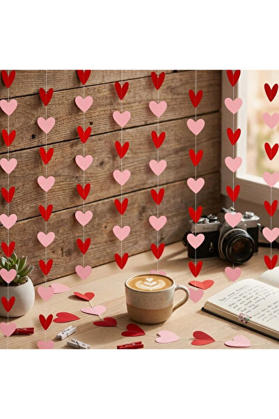 Choice Valentines 80 Hearts Valentines Day Garland 80 Hearts Red & Pink Hangi...