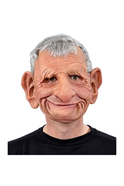 Choice قناع رأس من اللاتكس على شكل رجل عجوز مبتسم ذو أذنين كبيرتين، قطعة واحد...