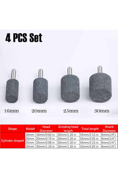 Choice مجموعة أحجار تجليخ معدنية أسطوانية الشكل مكونة من 4 قطع، للتلميع والصن...