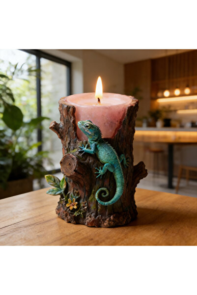 Choice قالب سيليكون لصنع شموع على شكل سحلية من جذع شجرة، قالب راتنج قابل لإعا...