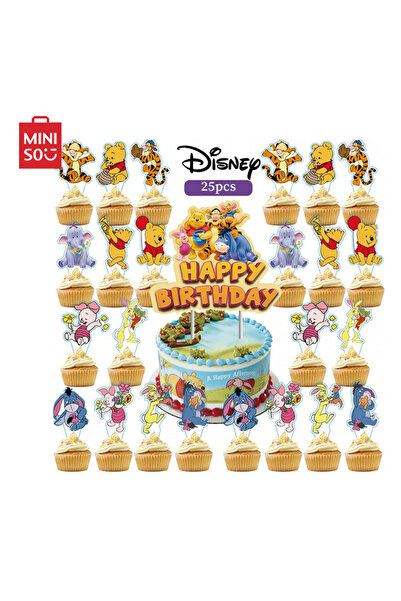 Choice مجموعة زينة كعكة ديزني ويني ذا بوه، 25 قطعة، لون أصفر ذهبي عسل، لتزيين...