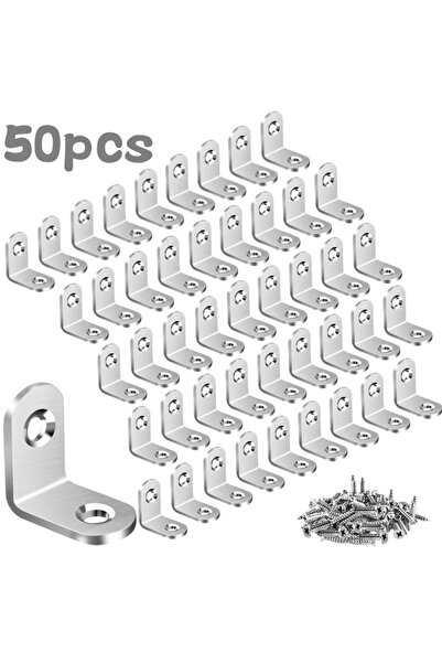 choice2 S-Silver 20X20 50pcs 30/50pcs Black Stainless Steel L Brackets with S...