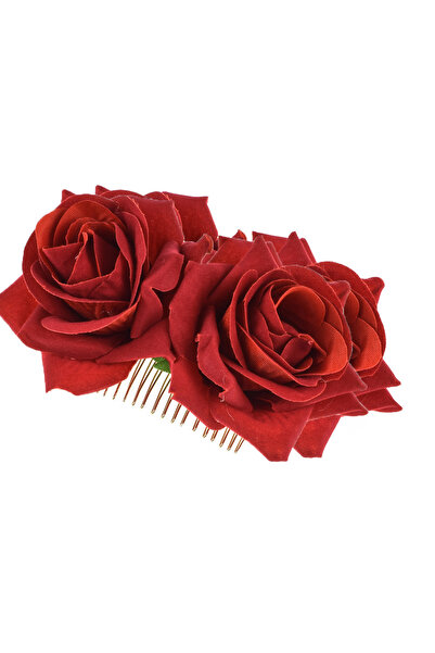 Choice Red Red Retro Rose Headpiece With Double Flower Comb Bridal Headpiece ...