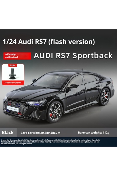 Choice سيارة أودي RS7 سوداء بمقياس 1:24، نموذج محاكاة، مصنوعة من سبيكة معدنية...