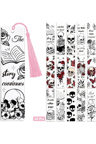 Choice AECH06-14837 30pcs UV DTF Bookmarks Wraps Transfer Stickers Skull and ...