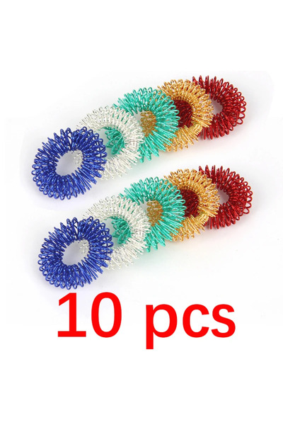 Choice مجموعة عشوائية من 10 قطع من حلقات الأصابع الملونة ذات النتوءات، جهاز ت...