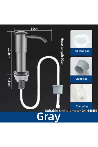 Choice موزع أطباق رمادي اللون، يُوضع على سطح طاولة المطبخ، مزود بأنبوب تمديد ...