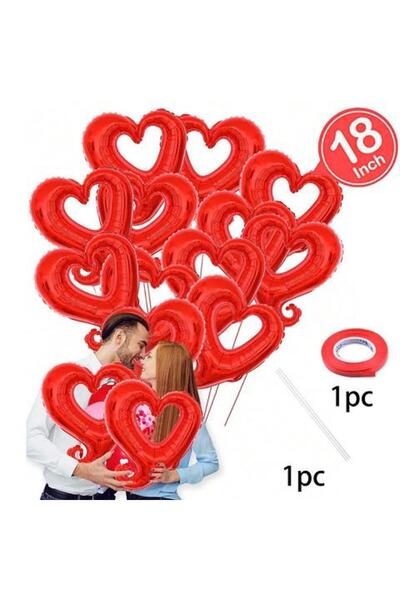 Choice 18in Hook-10pcs Set 10pcs 18inch Hook Heart Foil Balloons,Red Heart Ba...