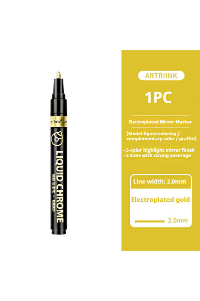 Choice22 1Pc 2mm Gold 0.8/1/2mm Mirror Marker Pen DIY Reflective Paint Pens M...