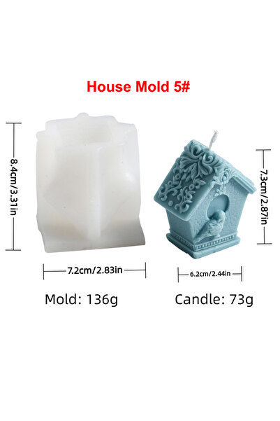 choice2 قالب منزل ثلاثي الأبعاد من السيليكون، قالب شموع على شكل منزل صغير لطي...