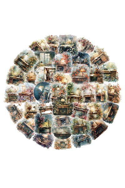 Choice1 ٥٠ قطعة من ملصقات مصابيح المكتب الكلاسيكية/نباتات كرتونية، ملصقات ليز...