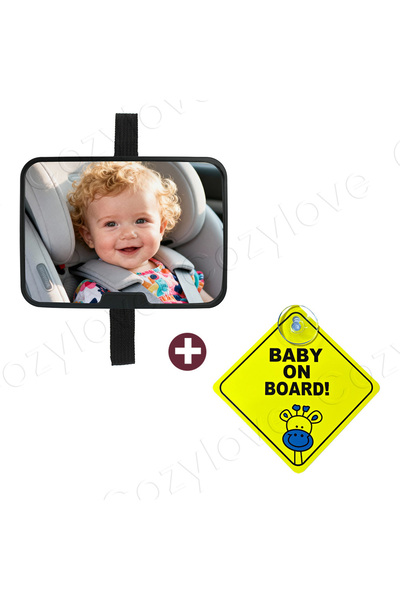 Choice BLACK Car sticker 360° Rotatable Baby Car Mirror with Baby on Board Si...