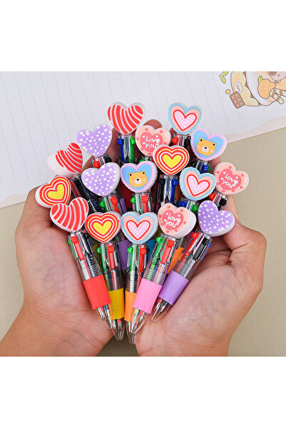 choice2 ٦ قطع - ٢ ٦-١٨ قطعة قلم بأربعة ألوان على شكل قلب كرتوني لعيد الحب، هد...
