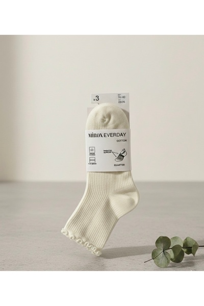 MIROX SOCKS Fırfırlı Kadın Soket Çorap 3'Lü Dikişsiz