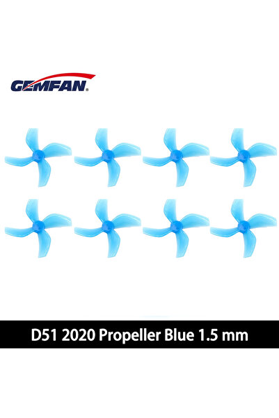 Choice1 4pairs Blue 1.5 mm 4Pairs Gemfan D51 51mm 2020 4-Blade PC Propeller 1...
