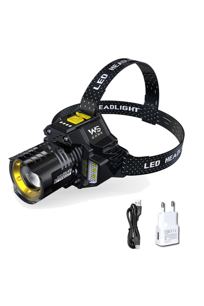 Choice مصباح رأس LED قوي قابل لإعادة الشحن مزود بقابس أوروبي، مع مصباح أمامي ...