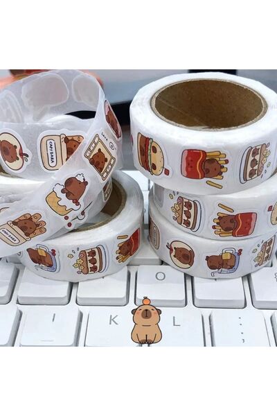 Choice1 1200 قطعة، 300 قطعة/لفة، ملصقات كابيبارا، ملصقات حيوانات كرتونية لطيف...