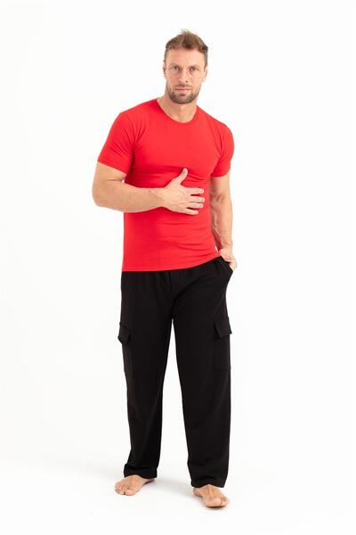 OBJE Men's Red Combed Modal T-Shirt