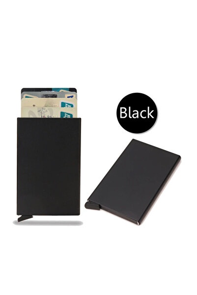 Choice حامل بطاقات فيزيت أسود رفيع، مزود بتقنية RFID، محفظة معدنية قابلة للفت...