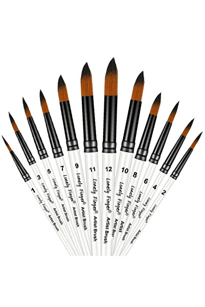 Choice WHITE 12Pcs White Nylon Artist Paint Brushes Set for Acrylic, Oil, Gou...