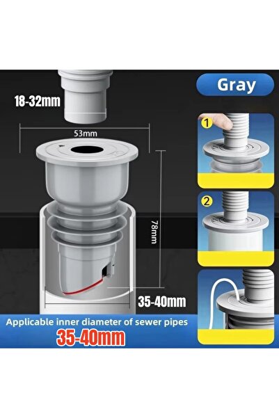 Choice Gray 35-40mm Silicone Bathroom Sewer Seal Ring Kitchen Sink Sewer Pipe...