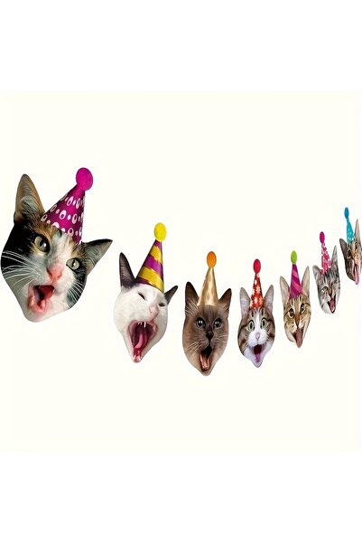 Choice Happy Birthday Banner Cat Garland Funny Birthday Decorations Cat Face ...