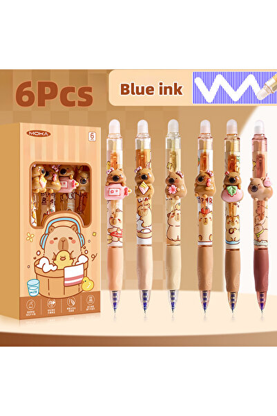 Choice Yellow 6-piece erasable gel pen set - with erasable tip, 0.5mm blue in...