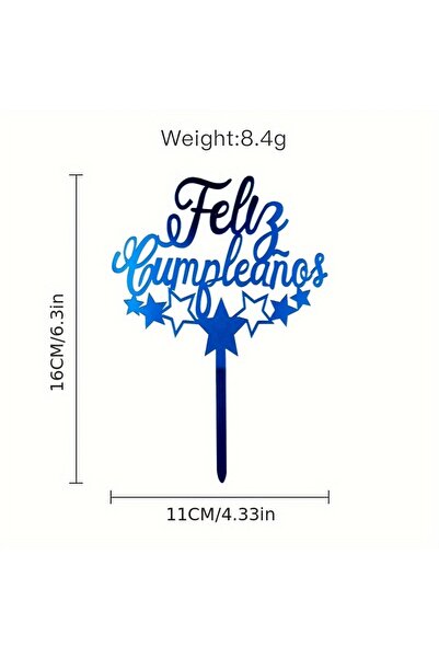Choice1 blue 1pc Spanish Acrylic Birthday Cake Insertion Birthday Party Cake ...