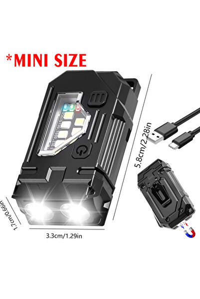 Heinast مصباح يدوي LED قابل لإعادة الشحن عبر منفذ USB، أسود اللون، بتركيز ثاب...