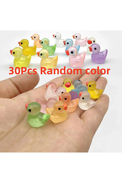 Choice 30 قطعة من تماثيل البط المضيئة بألوان عشوائية، مصنوعة من الراتنج، تتوه...